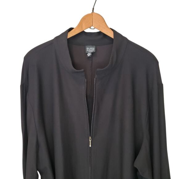 Eileen Fisher Womens Black Full Zip Stretch Jacket Size 3X Pockets Classic - Picture 3 of 11